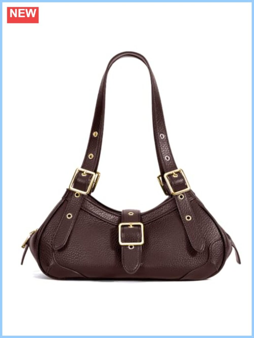 Vegan Leather Crescent Shoulder Bag Retro Adjustable Strap Handbag